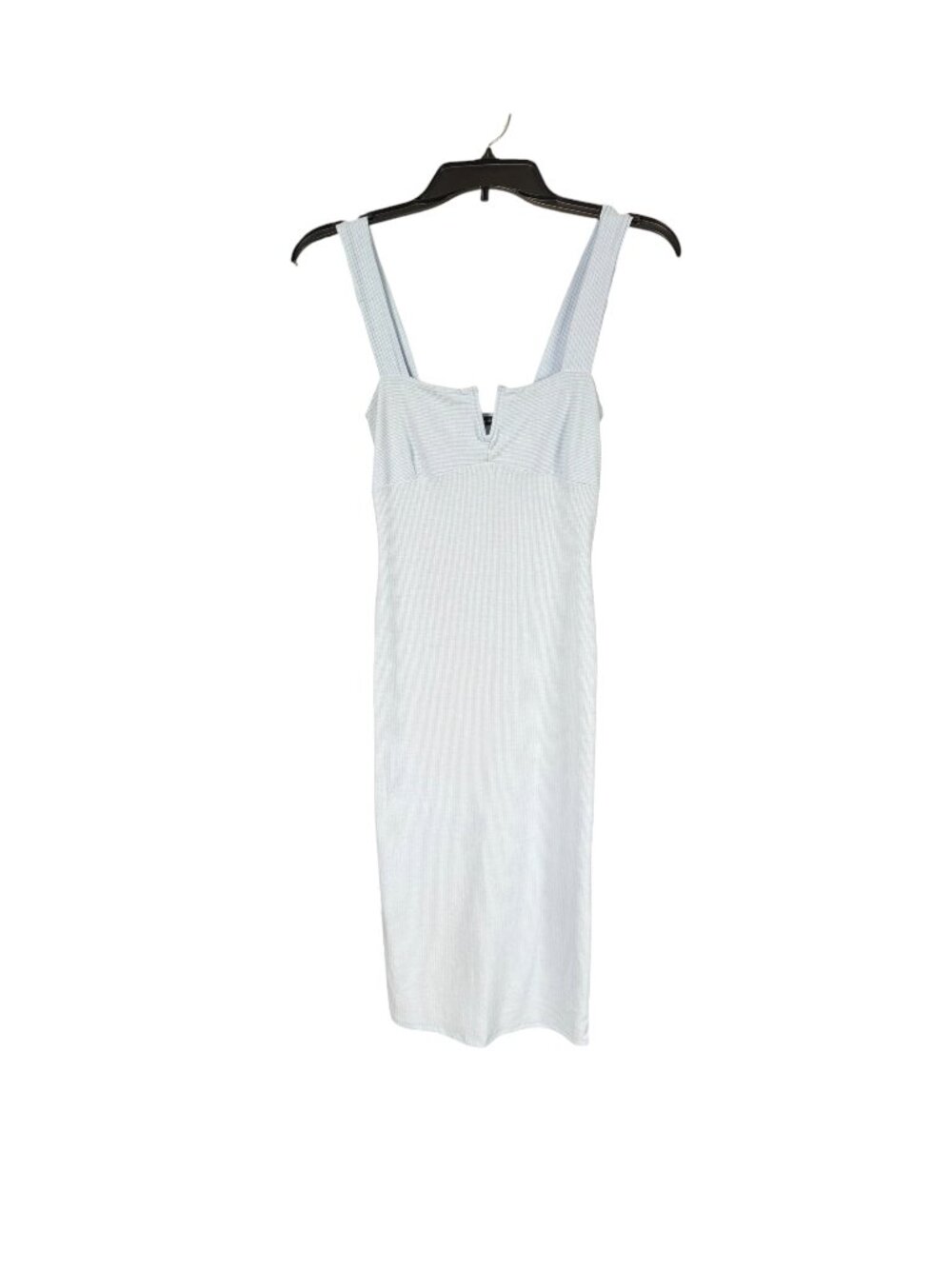 Caution To The Wind light blue v-notch ribbed bodycon pencil midi dress